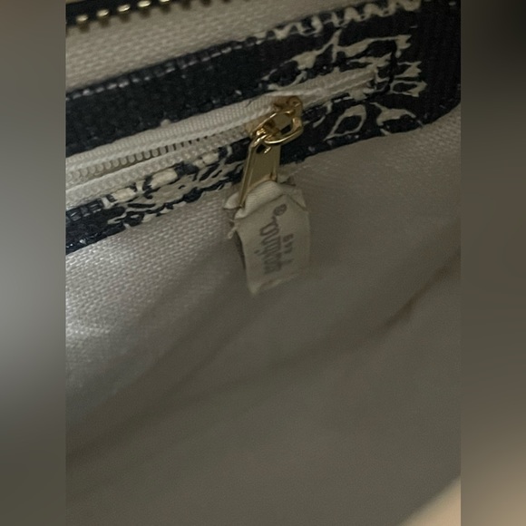 Spartina 449 Bella Hobo Oyster Factory Blue White Cream Linen Leather Hobo Bag - Picture 11 of 11